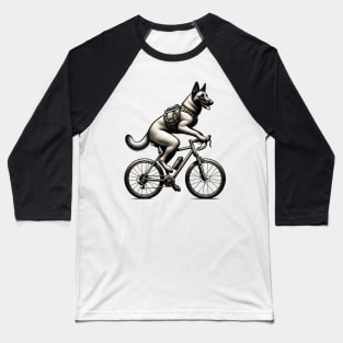 Belgian Malinois Dog Riding A Bike Baseball T-Shirt